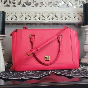 MCM Pink Nuovo Leather Satchel